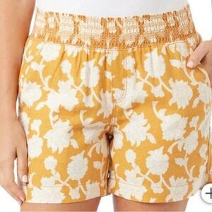 Briggs Ladies' Linen Blend Short Spring Floral Orange Size XL
